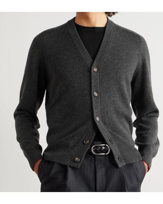 Brunello Cucinelli Gray Long-Sleeved Cardigan for men