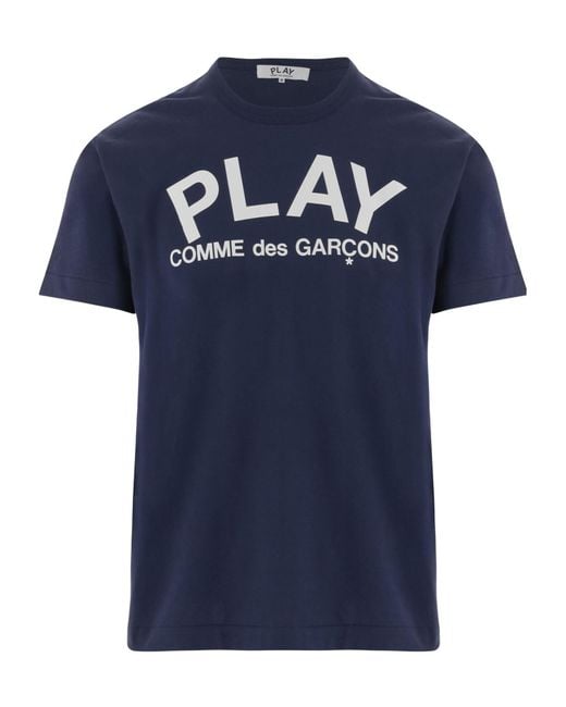 COMME DES GARÇONS PLAY Blue Comme Des Garçons Play Logo Printed T-Shirt for men