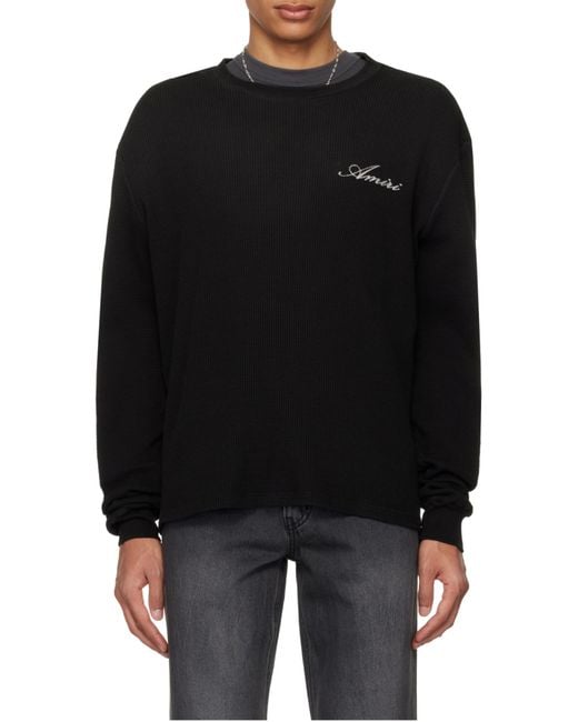 Amiri Black Logo Embroidered Long-Sleeved T-Shirt for men
