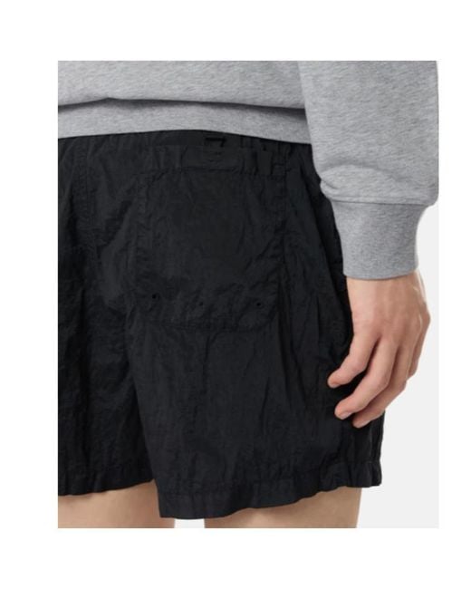 Stone Island Black Compass Patch Mid-Rise Swim Shorts for men