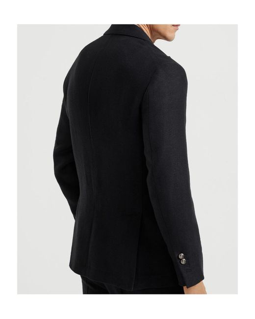 Brunello Cucinelli Black Peak-Lapel Blazer for men