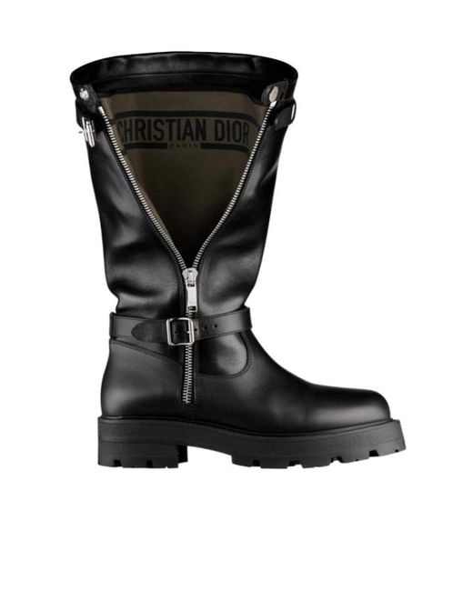 Dior Black Christian Buckle Detailed Zip-Up Boots