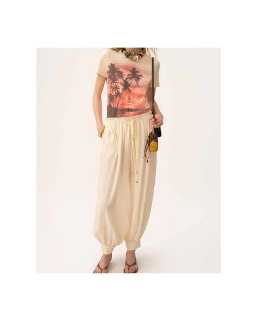 Chloé Pink Chloé Sunset Printed Crewneck T-Shirt