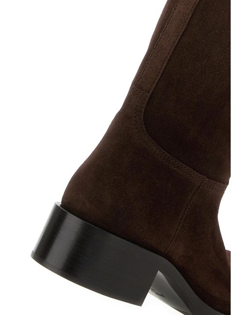 Prada Brown Round-Toe Knee-High Boots