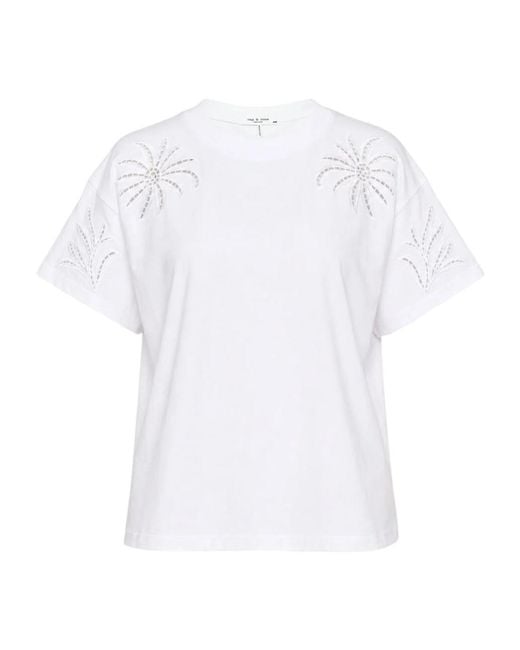 Rag & Bone White Openwork Shoulder T-Shirt