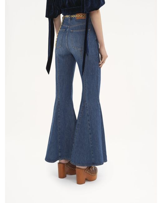 Chloé Blue Chloé Logo Patch Flared Jeans