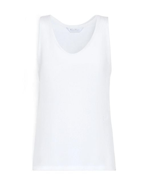 Max Mara White Scoop Neck Sleeveless Tank Top