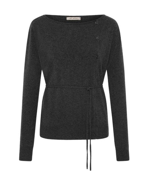 St. Agni Black Long-Sleeved Knitted Cardigan