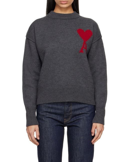 AMI Gray Ami Paris Sweater for men