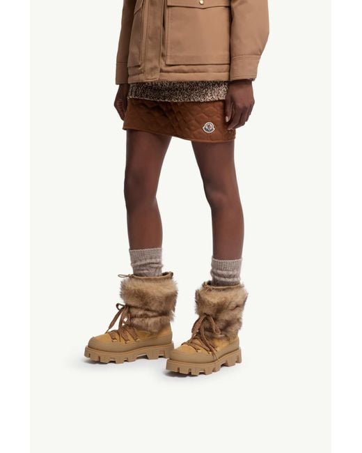 Moncler Brown Peak Après Suede Shearling Boots