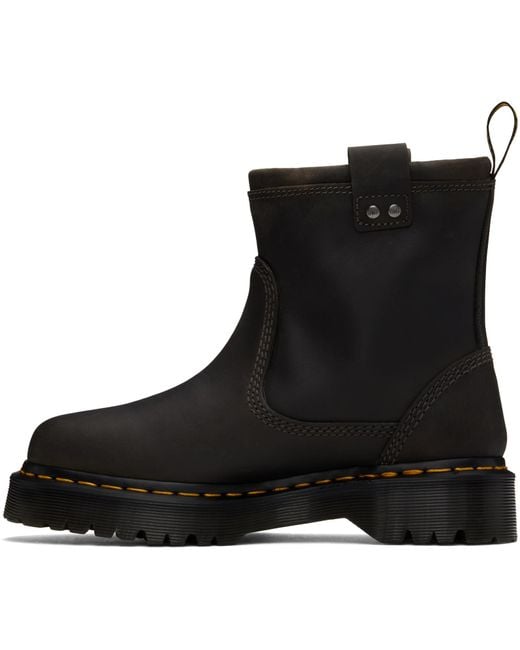 Dr. Martens Black Anistone Lo Leather Biker Boots for men