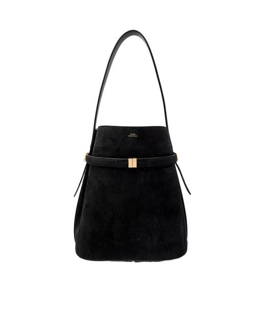 Totême Black Suede Bucket Bag