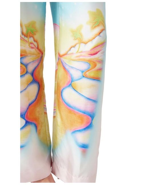 Casablanca Blue Psychedelic Nirvana Satin Trousers
