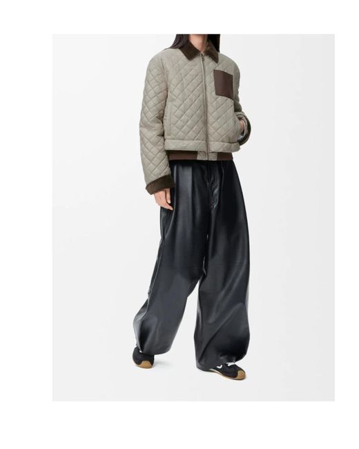 Loewe Gray Corduroy-Collar Quilted Jacket