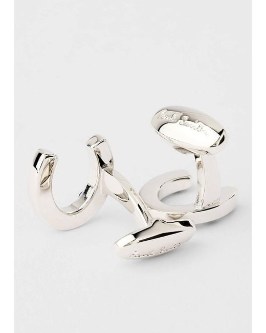 Paul Smith White Horseshoe Crystal Cufflinks for men