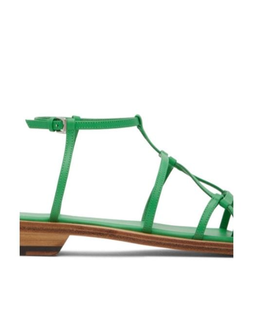 Low Classic Green Open-Toe Heeled Sandals