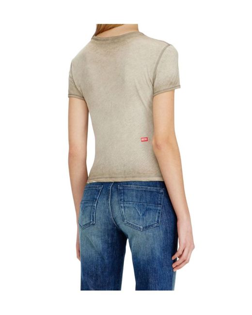 DIESEL Natural Graphic-Print Logo-Patch T-Shirt