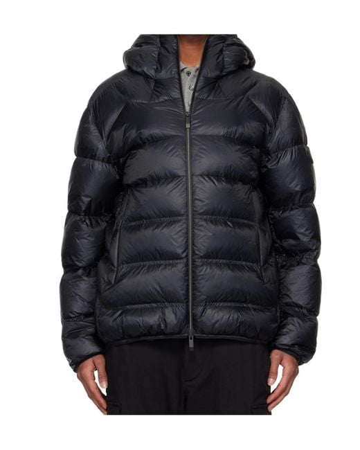Moncler Black Logo-Patch Hooded Padded Jacket for men
