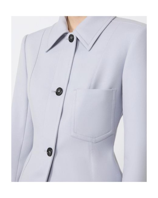 Max Mara Blue Fitted Gabardine Shirt Jacket