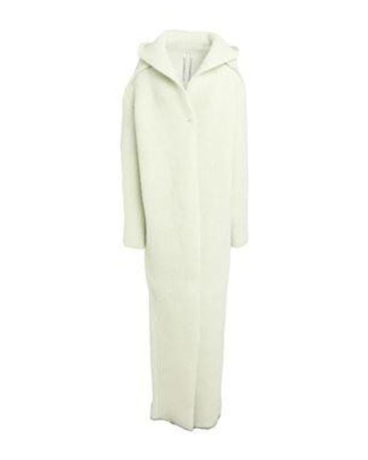 Rick Owens White Minimal Single-Breasted Coat