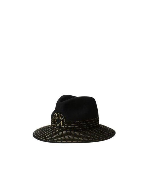 Maison Michel Black Logo Embroidered Hat