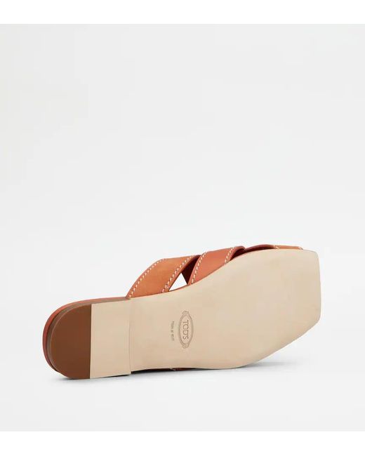 Tod's Brown Crossed-Strap Sandals