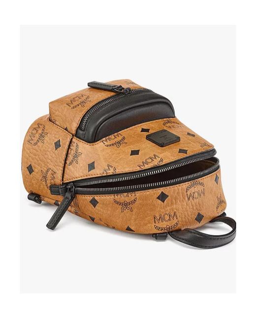 MCM Natural Stark Monogram Print Zipped Backpack for men
