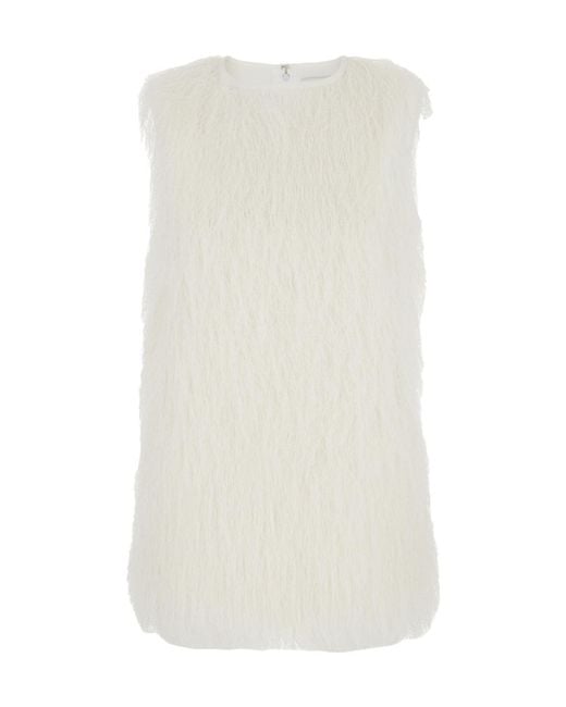 Loulou de Saison White Yasmin Fringe Crewneck Top
