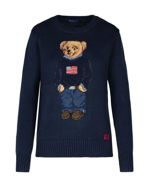 Polo Ralph Lauren Blue Bear Intarsia Crewneck Jumper