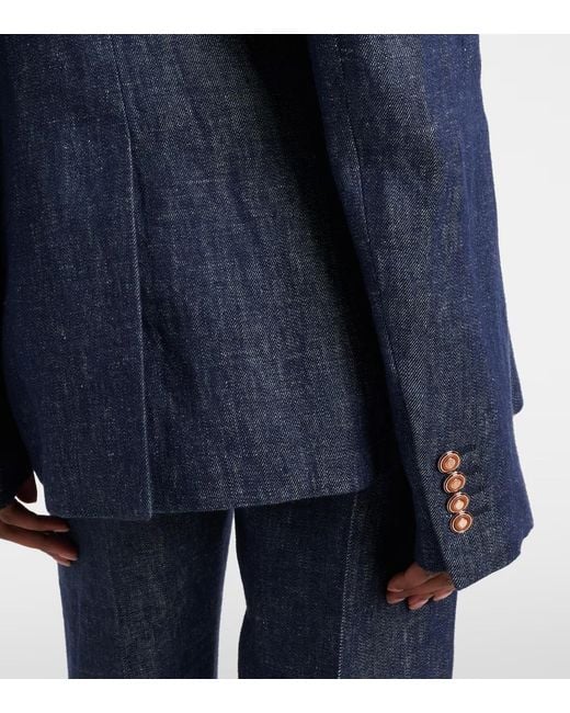 Gabriela Hearst Blue Leiva Linen Blazer