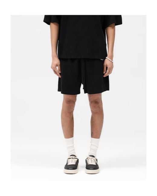 Represent Black Waffle Shorts for men