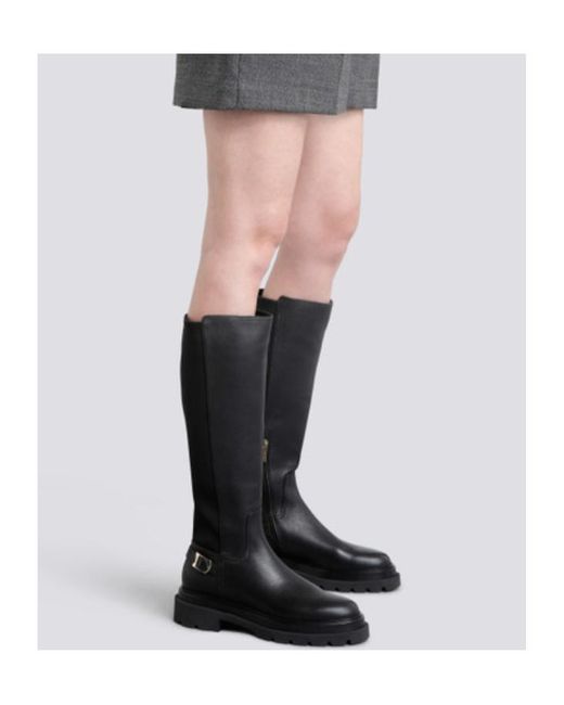 Santoni Black High Leather Boots