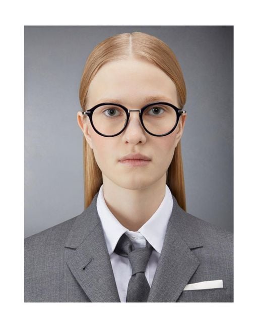 Thom Browne White Round-Frame Glasses
