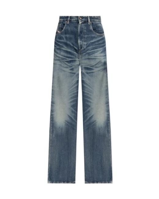 DIESEL Blue D-Rise Wide-Leg Jeans for men