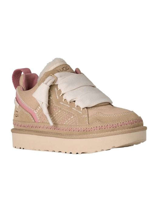 Ugg Pink Lowmel Meadow Lace-Up Sneakers