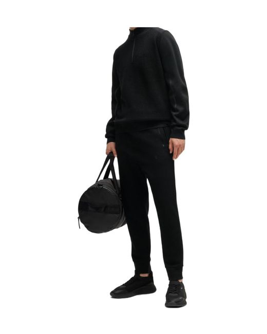 Boss Black Half-Zip Stand Collar Long-Sleeve Knit Top for men