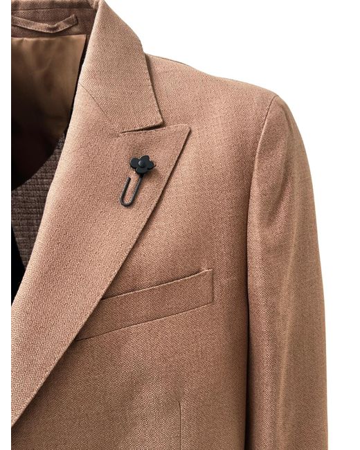 Lardini Brown Long-Sleeved Suit Jacket for men
