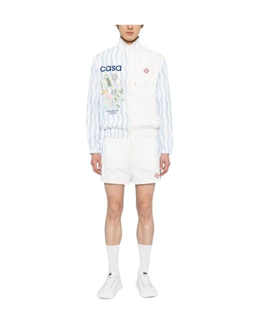 Casablanca White Logo-Appliqué Stripe-Detail Shorts for men