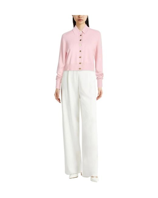 Sportmax Pink Solid-Color Wool Knitted Top