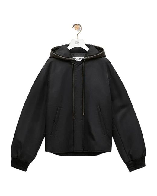 Loewe Black Hooded Bomber Jacket for men