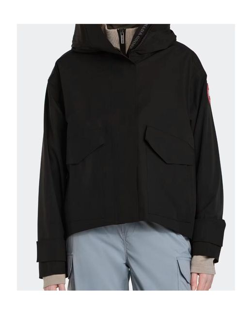 Canada Goose Blue Logo-Patch Hooded Jacket