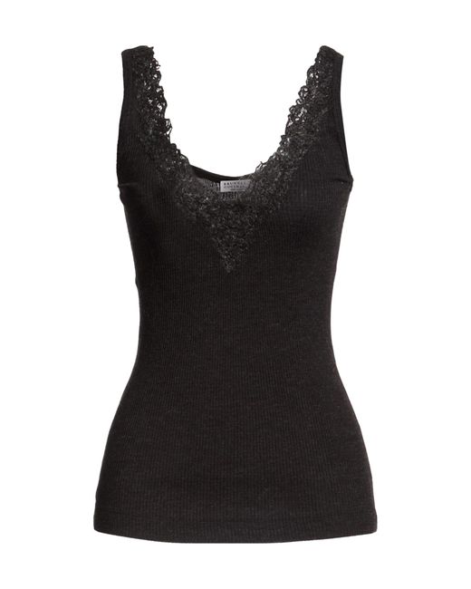 Brunello Cucinelli Black Wool Knit Sleeveless V-Neck Vest