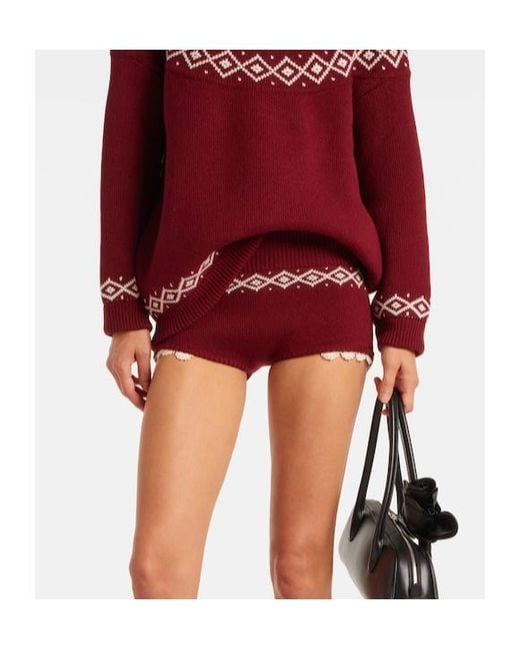 Magda Butrym Red Crochet Wool Shorts