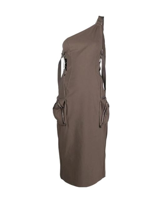 Jacquemus Brown Zip-Detail Midi Dress