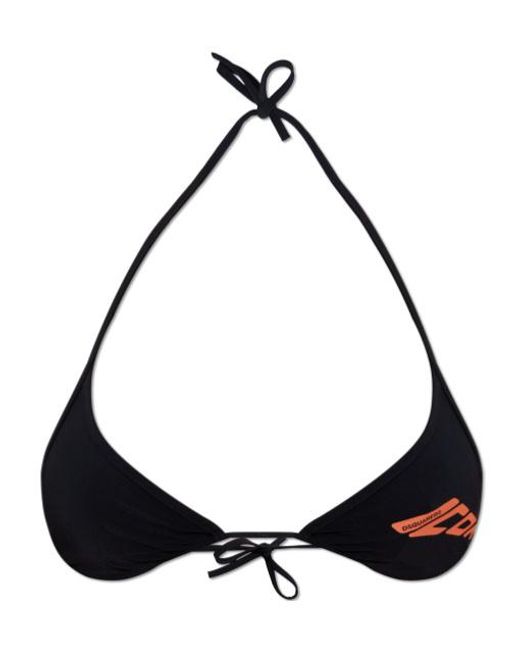 DSquared² Black Logo-Detail Triangle Bikini Bra