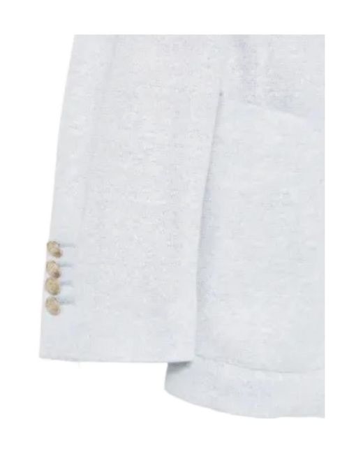 Eleventy White Double-Breasted Suit Jacket