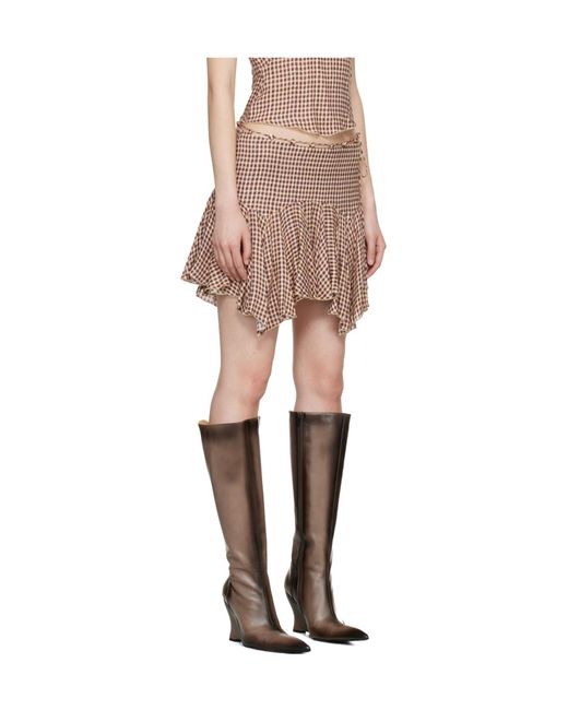 KNWLS Pink Tess Checked Ruffled Skirt