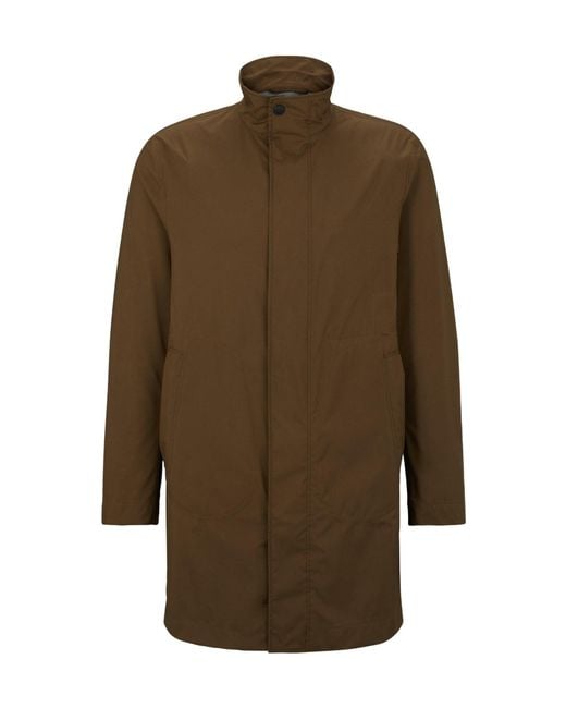 Boss Brown Minimalist Mid-Length Coat for men