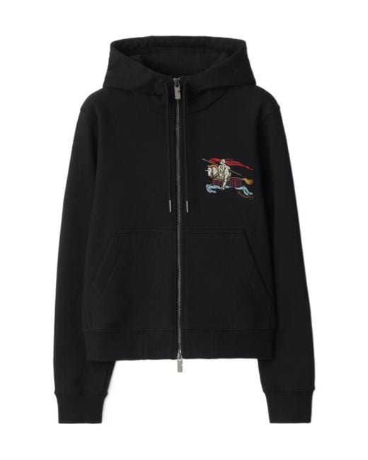 Burberry Black Ekd Cotton Zip Hoodie