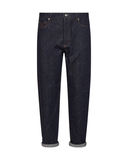 Brunello Cucinelli Blue Turned-Up Hem Jeans for men